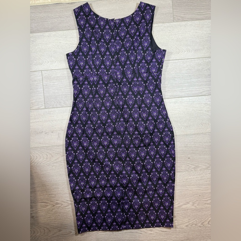 Disney Parks Dress Shop Haunted Mansion Wallpaper Midi Dress Womens large - Picture 3 of 4